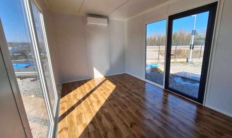 Pawilon biurowy witryny, klimatyzacja, elektryka
